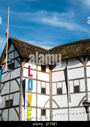 Le Globe Theatre, Southbank (de la Tamise), Londres, Angleterre, RU, FR. Banque D'Images