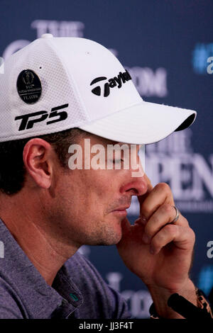 Southport, Royaume-Uni. 18 juillet, 2017. Justin Rose parle aux médias avant de pratiquer le mardi à la 146e Open Golf Championship au Royal Birkdale Golf Club Crédit : Motofoto/Alamy Live News Banque D'Images