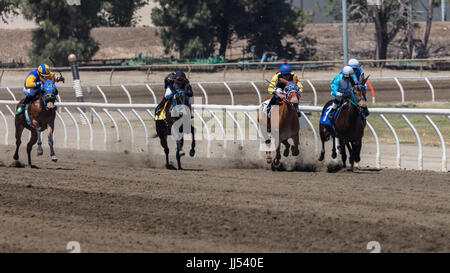 Les courses de chevaux l'action au Cal Expo de Sacramento, en Californie. Banque D'Images