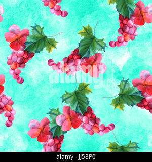 Modèle sans couture avec aquarelle vigne sur teal Banque D'Images