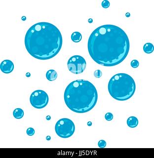 Des bulles de savon dans un style plat isolé sur fond blanc. Illustration de Vecteur