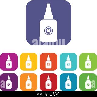 Spray insectes icons set vector illustration en couleurs dans le style plat rouge, bleu, vert et d'autres Illustration de Vecteur