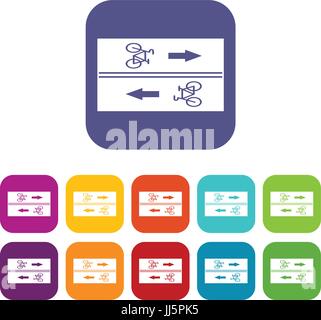 Route pour les cyclistes icons set Illustration de Vecteur