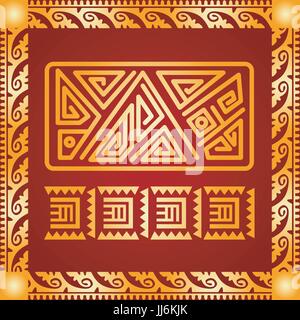 Indiens d'Amérique, Maya et Aztèque ornements symboliques Illustration de Vecteur