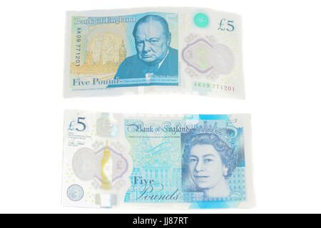La nouvelle devise du Royaume-Uni - Le polymère 5 lb (£5) remarque avec plus counterfitters propose des mesures contre d''Wi Banque D'Images