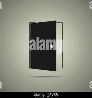 L'icône porte dans l'appartement de style noir et blanc, isolé Illustration de Vecteur