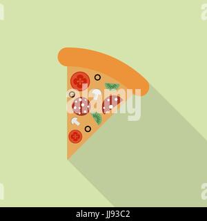 Tranche de pizza au pepperoni, dans le style plate Illustration de Vecteur