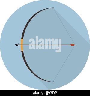 Arc et flèche en style plat, isolé Illustration de Vecteur