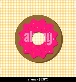 Donut avec cerise sur le fond jaune Illustration de Vecteur