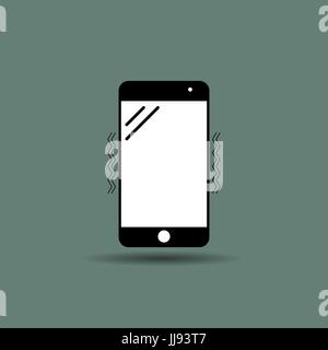 Smartphone vibrante icône sur le fond vert, style plat, isolé Illustration de Vecteur
