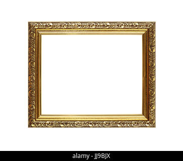 Mobilier ancien en bois orné d'or baroque classique peint cadre rectangulaire horizontale pour photo ou photo, isolé sur fond blanc, Close up Banque D'Images