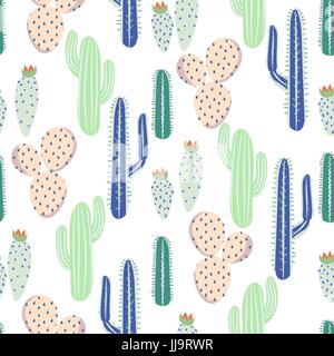Divers cactus désert vector pattern transparente. Résumé des plantes épineuses tissu nature imprimer. Illustration de Vecteur