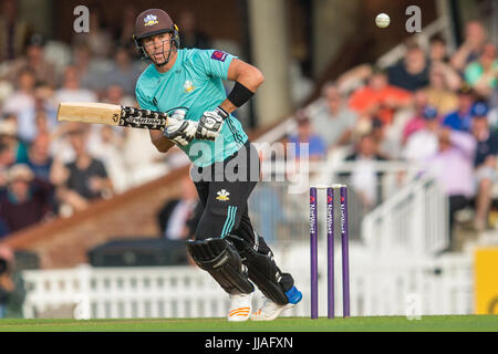 Londres, Royaume-Uni. 19 juillet, 2017. Kevin Pietersen de Surrey au bâton contre Essex dans la NatWest T20 Blast match à la Kia Oval. Crédit : David Rowe/Alamy Live News Banque D'Images