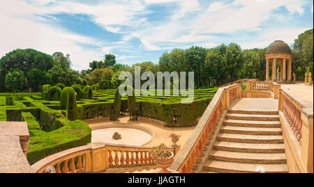 Vue panoramique horizontal de Labyrinth Park de Horta aux beaux jours de l'été, Barcelone, Catalogne, Espagne Banque D'Images