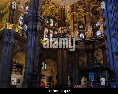 Vue de l'intérieur de la cathédrale de l'Incarnation à Malaga Banque D'Images