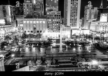 Belle San Francisco Union Square par nuit - SAN FRANCISCO - CALIFORNIE - 17 AVRIL 2017 Banque D'Images