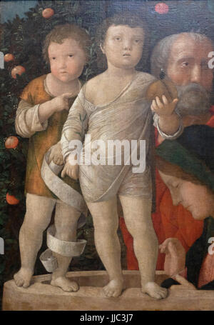 La Sainte Famille avec saint Jean, vers 1500 - Andrea Mantegna Banque D'Images