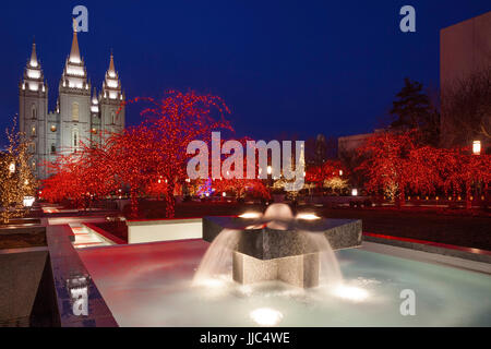 Temple de Salt Lake City à Noël Banque D'Images