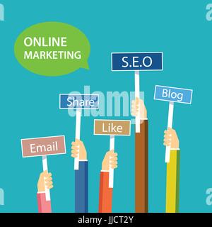 Concept de marketing en ligne modèle plat Illustration de Vecteur