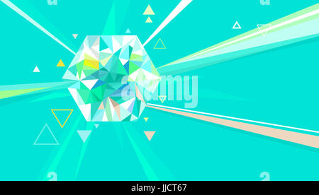 Illustration en couleur d'un Quartz avec les rayons de lumière qui le traverse Banque D'Images