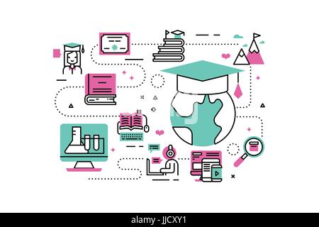 Icônes de ligne de degré en ligne illustration. Design en style moderne avec des icônes ornement concept pour site web, app, bandeau web. Illustration de Vecteur