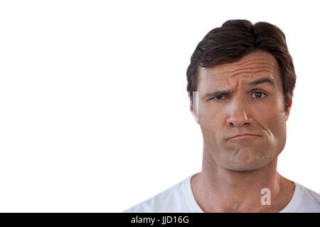 Close-up portrait of mature man against white background Banque D'Images