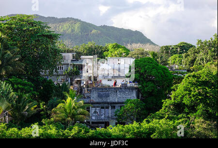 Mahebourg, Mauritius - Jan 5, 2017. Petit village à Mahebourg Township à l'Ile Maurice. Maurice était inhabitée jusqu'à 1598, et avaient beaucoup wildli unique Banque D'Images