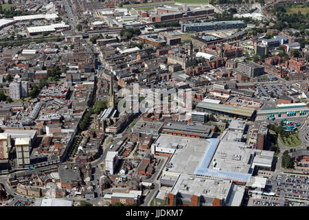 Vue aérienne du centre-ville de Wakefield, West Yorkshire, Royaume-Uni Banque D'Images