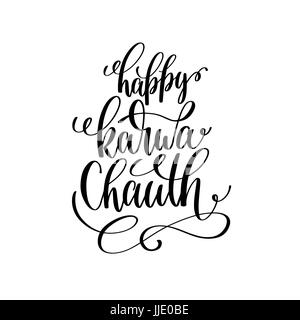 Heureux karwa chauth lettrage main inscription calligraphie Illustration de Vecteur