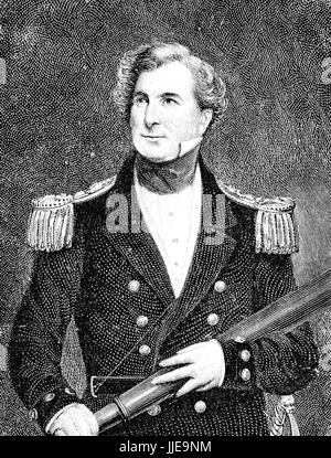 Portrait du capitaine sir James Clark Ross, officier de marine et explorateur britannique, célèbre pour ses expéditions arctiques et antarctiques au XIX siècle Banque D'Images