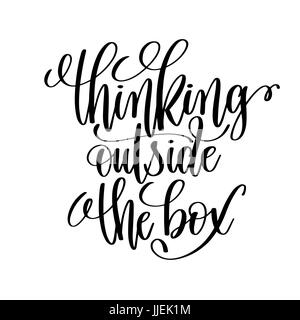 Pensée en dehors de la boîte noir et blanc lettrage manuscrit p Illustration de Vecteur