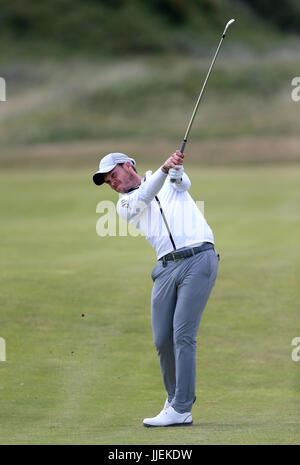 L'Angleterre Danny Willett durant quatre jours de pratique de l'Open Championship 2017 à Royal Birkdale Golf Club, Southport. Banque D'Images