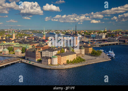 Stockholm. Image aérienne de la vieille ville de Stockholm, la Suède pendant pendant les jours ensoleillés. Banque D'Images