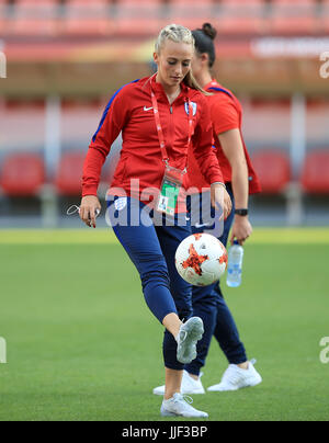 L'Angleterre Toni Duggan se réchauffe avant de l'UEFA Women's Euro 2017, GROUPE D match à Stadion Galgenwaard, Utrecht. Banque D'Images