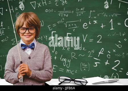 Digital composite d'étudiants contre l'éducation d'artifices avec des graphiques Banque D'Images