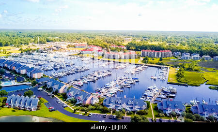 Vue aérienne de l'Intercoastal marina en Caroline du Sud. Banque D'Images