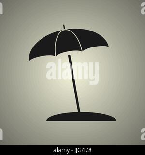 Icône parapluie en noir et blanc, style design plat Illustration de Vecteur