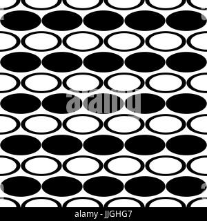 Noir et blanc motif géométrique abstraite répétition ellipse - vector background design incurvé de formes ovales Illustration de Vecteur