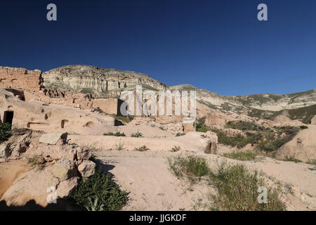 Les ruines dans la Village de Cavusin, Cappadoce, Turquie, Ville de Nevsehir Banque D'Images