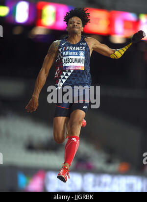 La France Arnaud Assoumani en action au cours de la Men's Long Saut T47 au cours de la sixième journée des Championnats du Monde 2017 Para athlétisme Stade à Londres. ASSOCIATION DE PRESSE Photo. Photo date : mercredi 19 juillet 2017. Voir PA story athlétisme par. crédit photo doit se lire : Victoria Jones/PA Wire. RESTRICTIONS : un usage éditorial uniquement. Pas de transmission de sons ou d'images en mouvement et pas de simulation vidéo. Banque D'Images