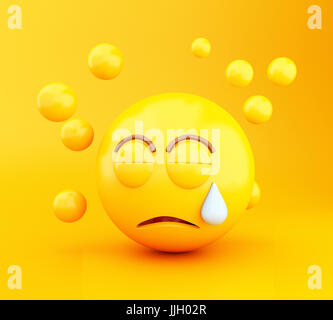 3d illustration. Icônes Emoji avec des expressions faciales. Social media concept. Fond jaune Banque D'Images