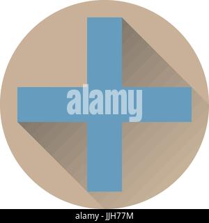 Icône plus bleu dans télévision style avec long shadow, isolé Illustration de Vecteur