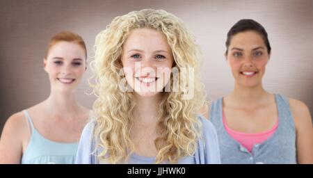 College Students Against wall background rose Banque D'Images