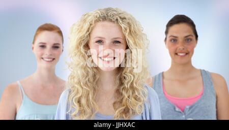 College Students Against purple abstract background Banque D'Images