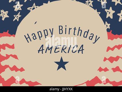 Quatrième de juillet bleu contre graphique drapeau américain à la main Banque D'Images