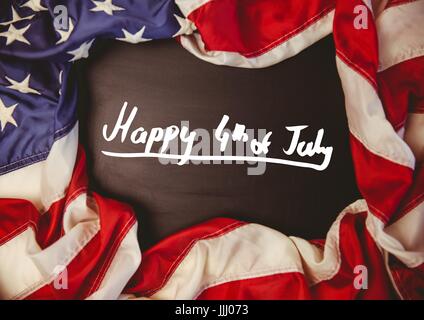 Quatrième de juillet blanc contre graphique et tableau drapeau américain Banque D'Images