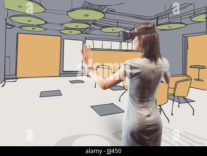 Portrait avec des lunettes 3D voir l'office de lignes. Avec la couleur. Banque D'Images