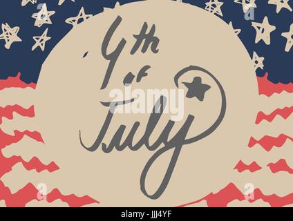 Quatrième de juillet gris contre graphique drapeau américain à la main Banque D'Images