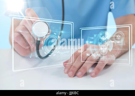 Image 3D composite de midsection of surgeon holding stethoscope Banque D'Images