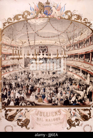 Londres - Covent Garden - avant 1860 - intérieur montrant JULLIEN 'Bal Masqué' - Bal masqué, dans l'arène. Jullien, à l'origine, compositeur français Louis Antoine Julien. Dance Banque D'Images